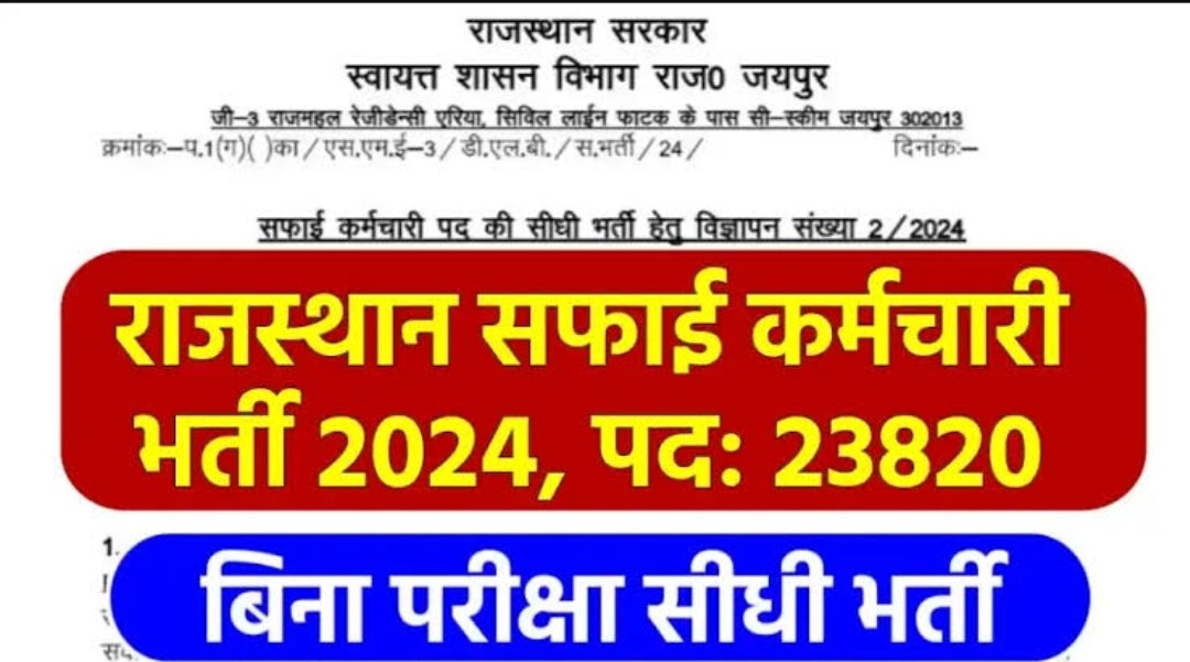 Rajasthan Safai Karamchari Bharti 2024